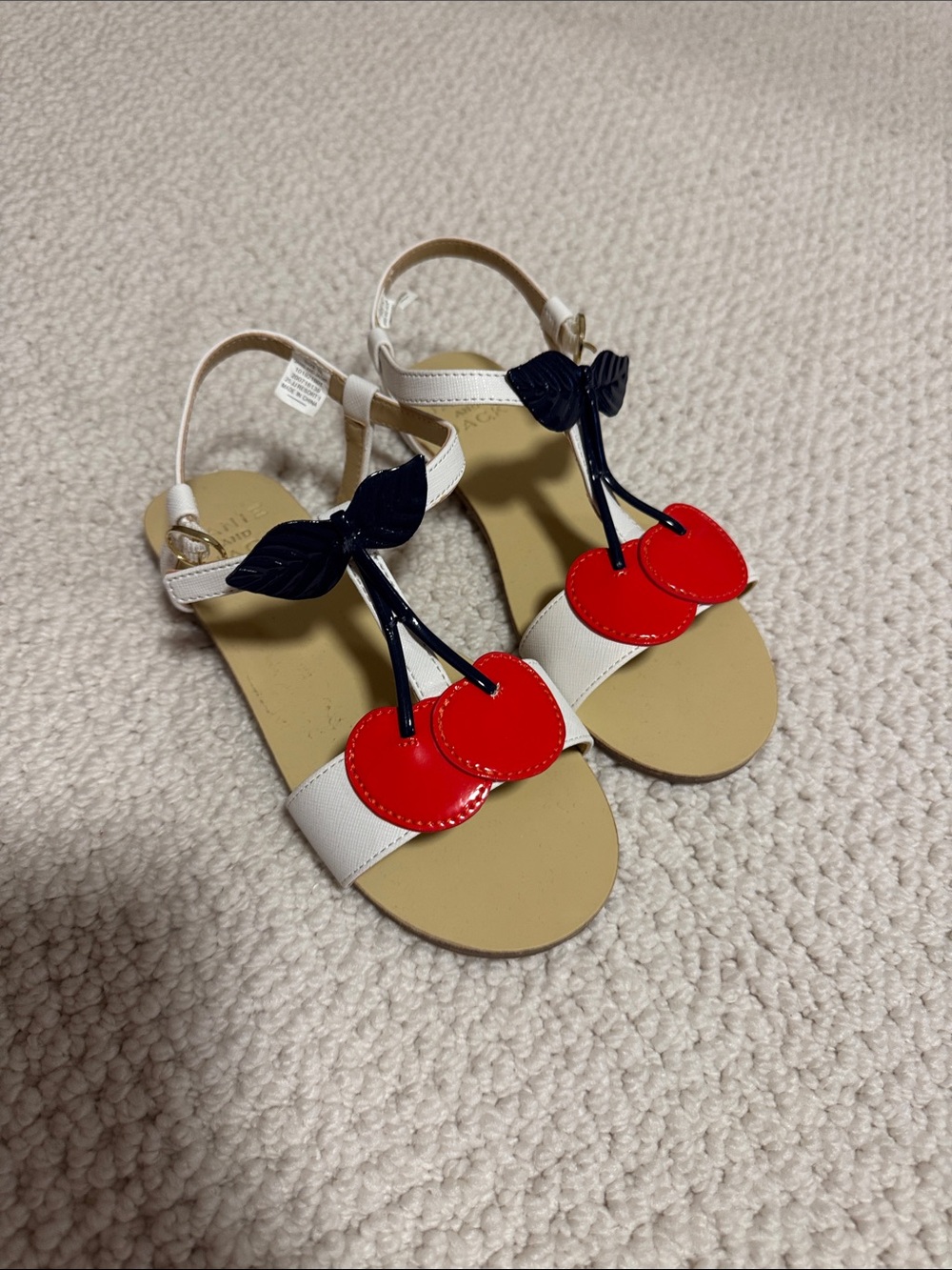 Kids White Sandals with Red Cherry Accent